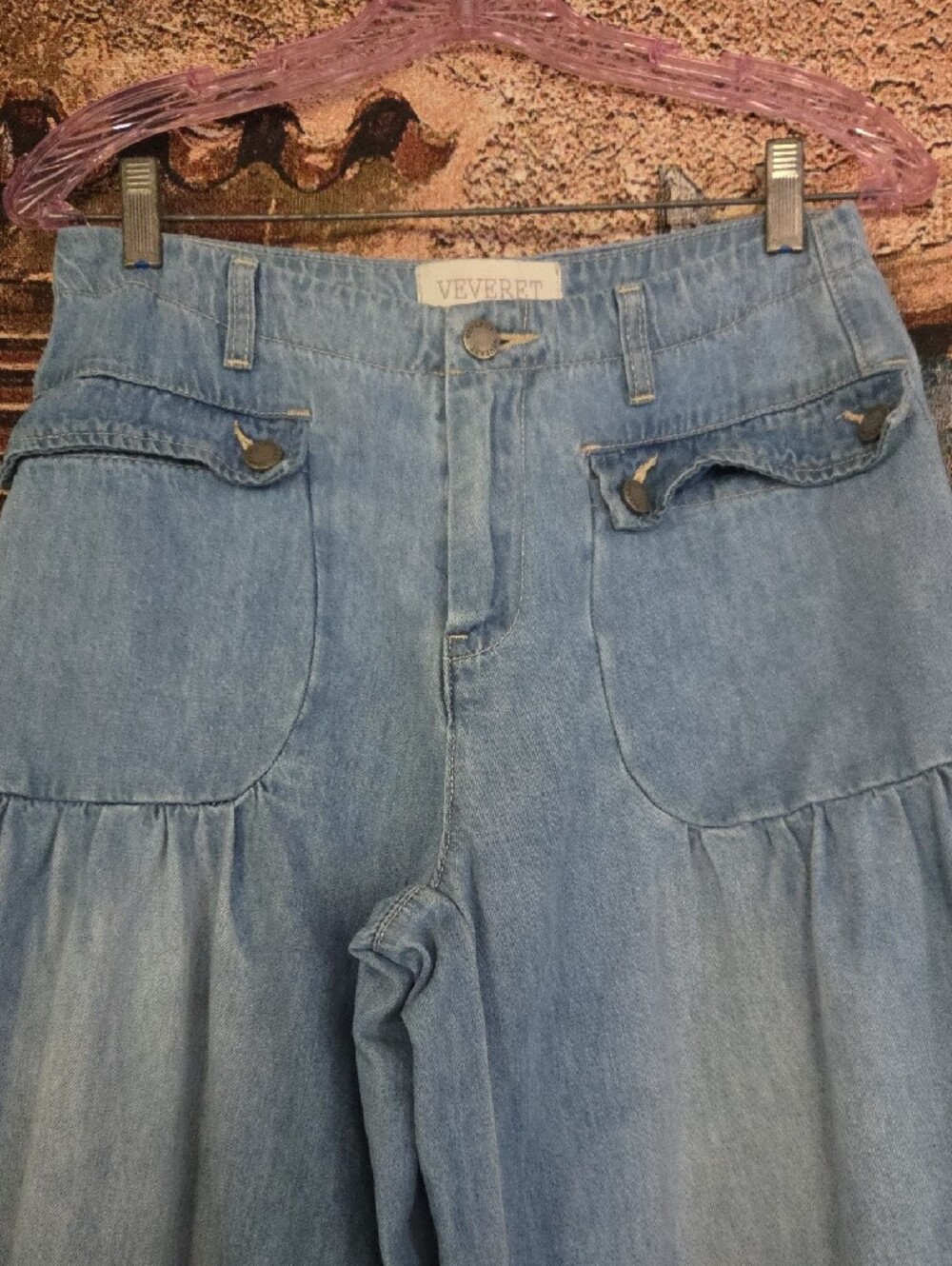 VEVERET Light Blue High-Rise Wide Leg Jeans - Picture 2 of 12